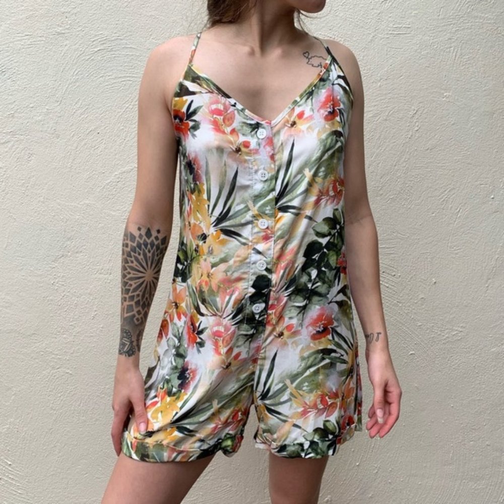 New BOYS + ARROWS Tropical Floral Shorts Romper